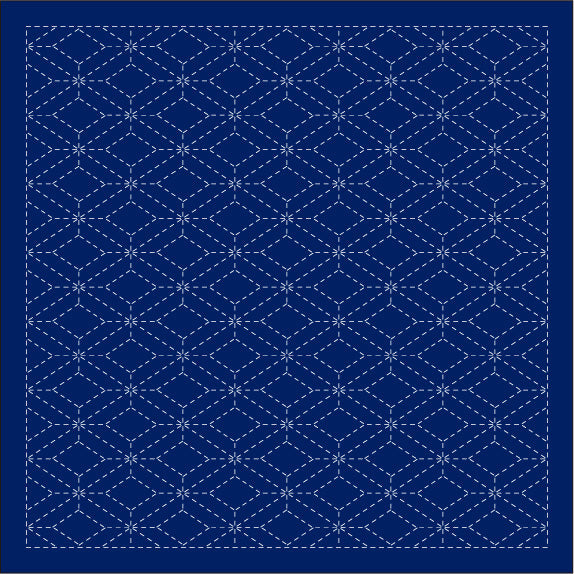 Daruma Yume Fukin Pre-Printed Sashiko Fabric - Navy Blue - Wools Of Nations